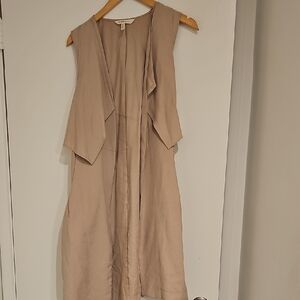 Sleeveless Tan Drape Vest